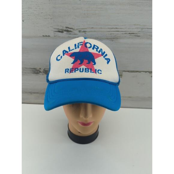 California Republic With Bear Logo Blue Pit Bull Mens Snapback Hat - Picture 1 of 16